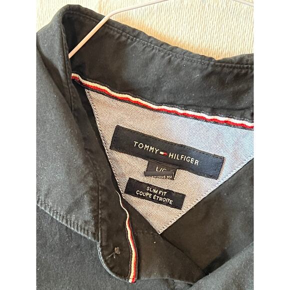 Tommy Hilfiger Black Button Slim Long Sleeve Shirt Mens L - Picture 3 of 3